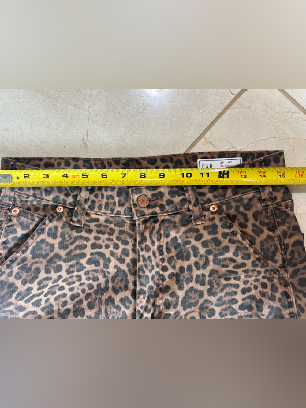 Gap Brown Leopard Print Carpenter Pants Straight Leg Mid Rise Utility Size 4/28 - Picture 10 of 12